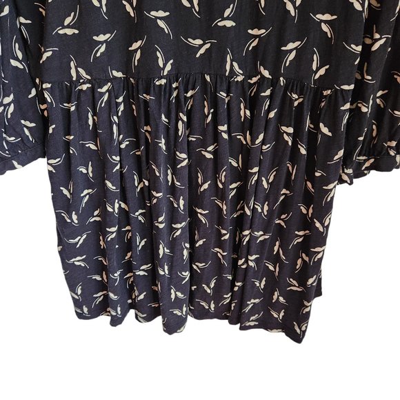 Anthropologie Maeve Shirt Women's XL Black Winona Babydoll Tunic Butterfly Print - Picture 12 of 12